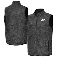 Men's Antigua  Heather Black Alex Bowman Fortune Full-Zip Vest