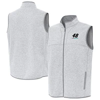 Men's Antigua  Heather Gray Alex Bowman Fortune Full-Zip Vest