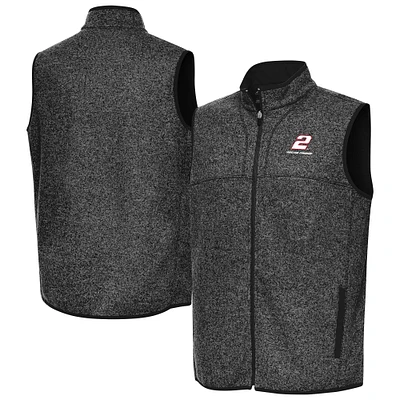 Men's Antigua  Heather Black Austin Cindric Fortune Full-Zip Vest