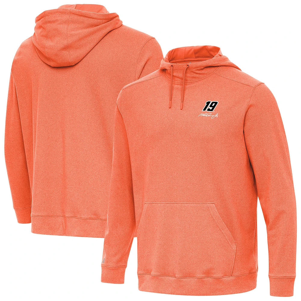 Men's Antigua Heather Orange Martin Truex Jr Cloud Pullover Hoodie
