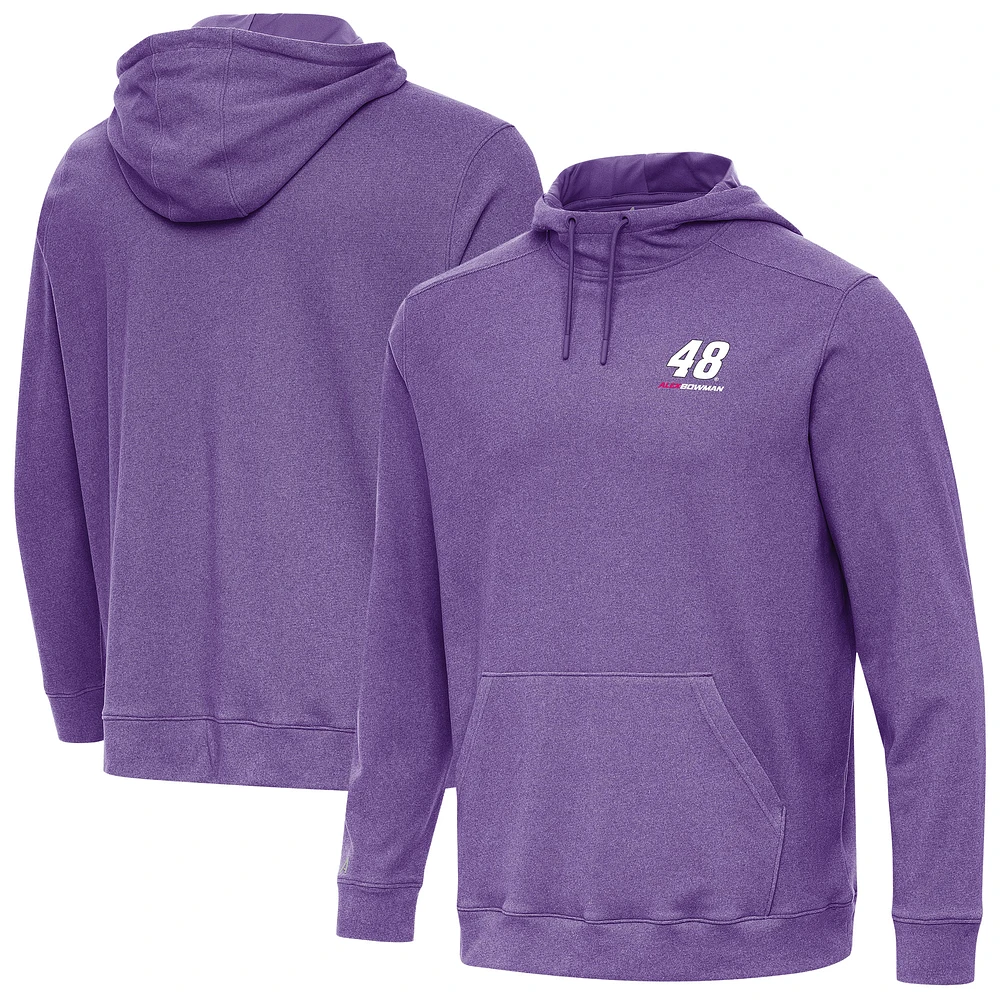 Men's Antigua Heather Alex Bowman Cloud Pullover Hoodie