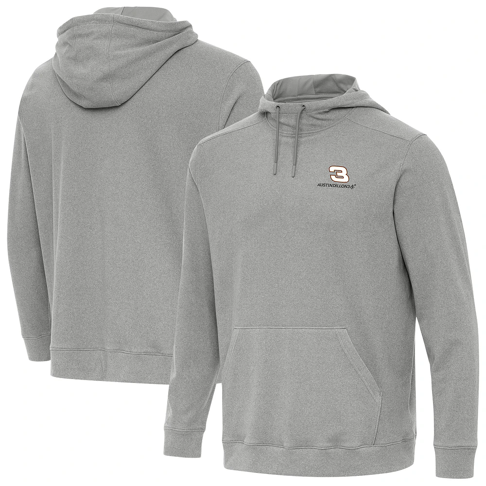 Men's Antigua Heather Gray Austin Dillon Cloud Pullover Hoodie