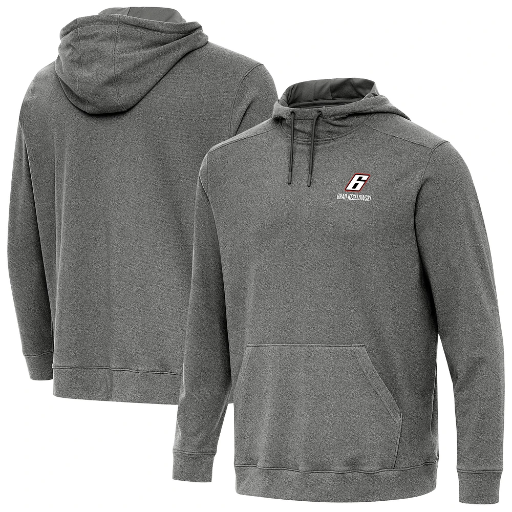 Men's Antigua  Heather Black Brad Keselowski Cloud Pullover Hoodie