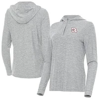 Women's Antigua  Heather Gray NASCAR Daybreak Quarter-Zip Pullover Hoodie