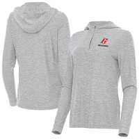 Women's Antigua  Heather Gray Brad Keselowski Daybreak Quarter-Zip Pullover Hoodie