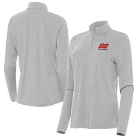 Women's Antigua Heather Joey Logano Bright Quarter-Zip Top