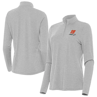 Women's Antigua  Heather Gray Martin Truex Jr Bright Quarter-Zip Top