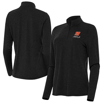 Women's Antigua  Heather Black Martin Truex Jr Bright Quarter-Zip Top