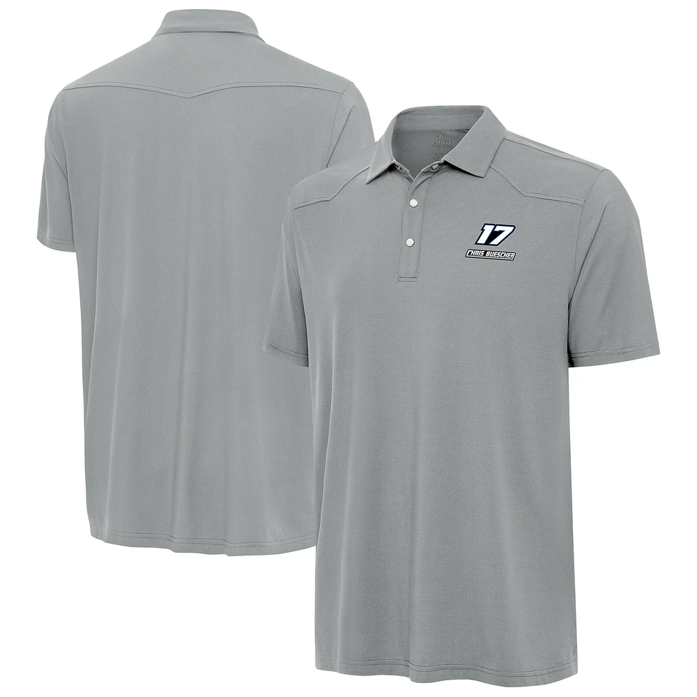 Men's Antigua Gray Chris Buescher Western Polo