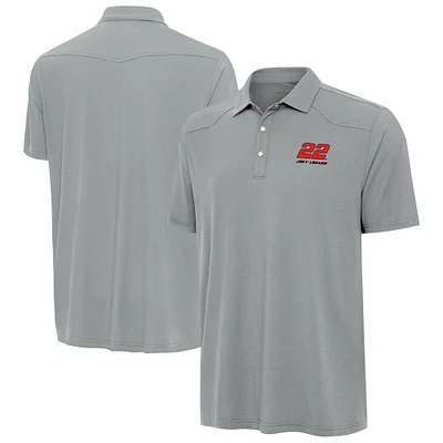 Men's Antigua Gray Joey Logano Western Polo