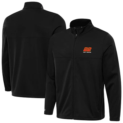 Men's Antigua Black Joey Logano Links 2 Full-Zip Golf Jacket