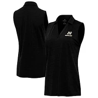 Women's Antigua Heather Black Christopher Bell Layout Sleeveless V-Neck Polo