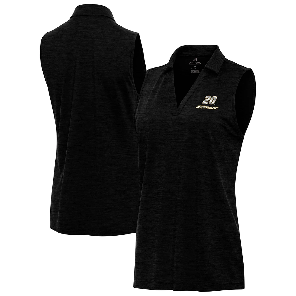 Women's Antigua Heather Black Christopher Bell Layout Sleeveless V-Neck Polo
