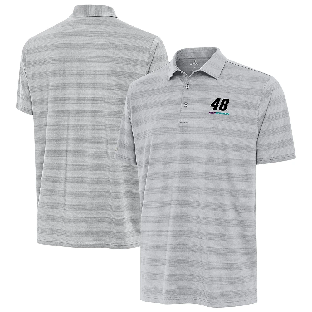 Men's Antigua Gray Alex Bowman Big & Tall Tunnel Polo
