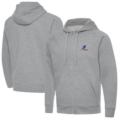 Men's Antigua Heather Gray Kyle Larson Big & Tall Victory Full-Zip Hoodie