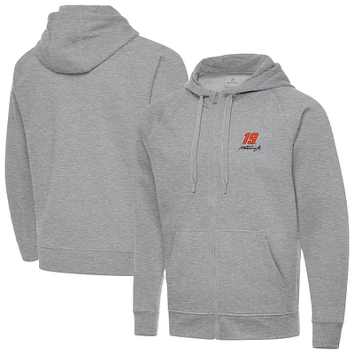 Men's Antigua Heather Gray Martin Truex Jr Big & Tall Victory Full-Zip Hoodie