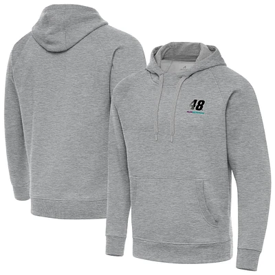 Men's Antigua Heather Gray Alex Bowman Victory Tall Pullover Hoodie