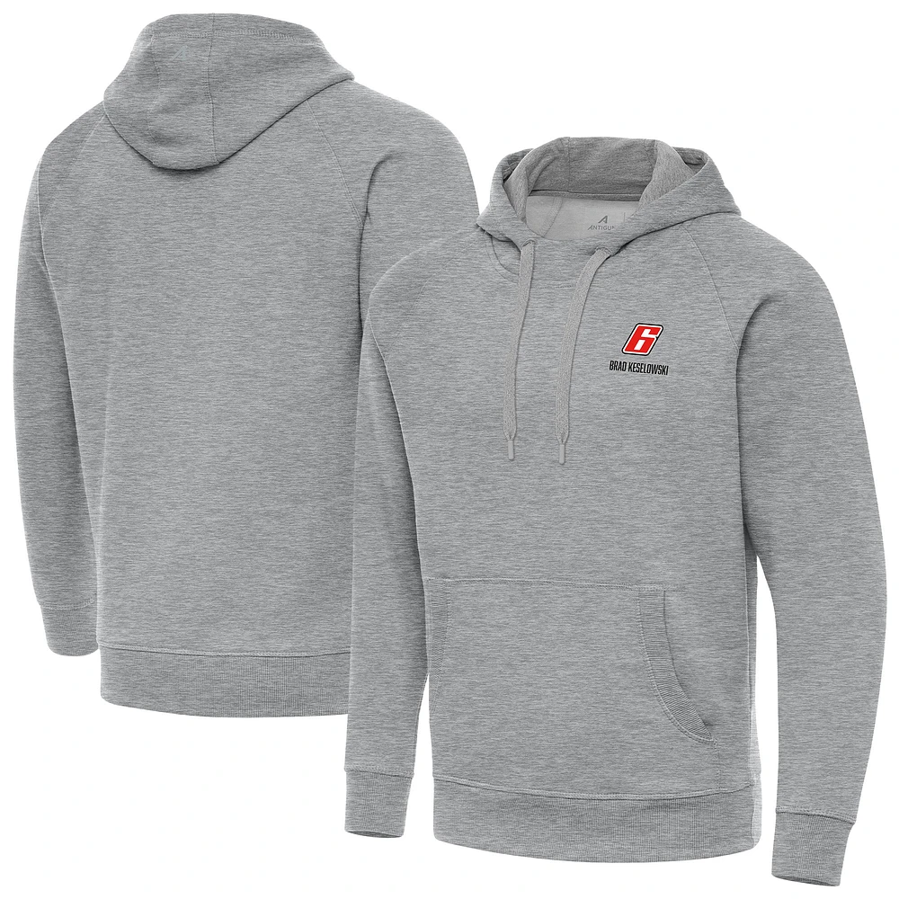 Men's Antigua Heather Gray Brad Keselowski Victory Tall Pullover Hoodie