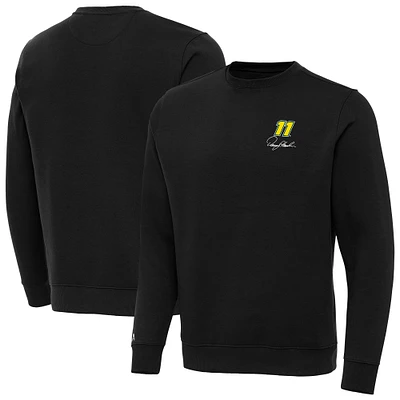 Men's Antigua Black Denny Hamlin Big & Tall Victory Crewneck Pullover Sweatshirt