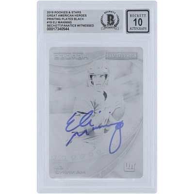 Eli Manning New York Giants Autographed 2019 Panini Rookies & Stars Black Printing Plate #GAH-EM #1/1 Beckett Fanatics Witnessed Authenticated 10 Card