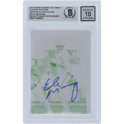 Eli Manning New York Giants Autographed 2019 Panini Passing the Torch Yellow Printing Plate #30 #1/1 Beckett Fanatics Witnessed Authenticated 10 Card