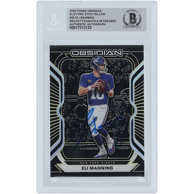 Eli Manning New York Giants Autographed 2020 Panini Obsidian Electric Etch Yellow #30 #/25 Beckett Fanatics Witnessed Authenticated Card