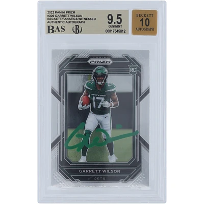 Garrett Wilson New York Jets Autographed 2022 Panini Prizm Green Ink #309 Beckett Fanatics Witnessed Authenticated /10 Rookie Card