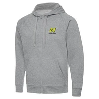 Men's Antigua  Heather Gray William Byron Victory Full-Zip Hoodie