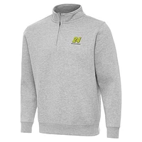 Men's Antigua  Heather Gray William Byron Victory Quarter-Zip Sweatshirt