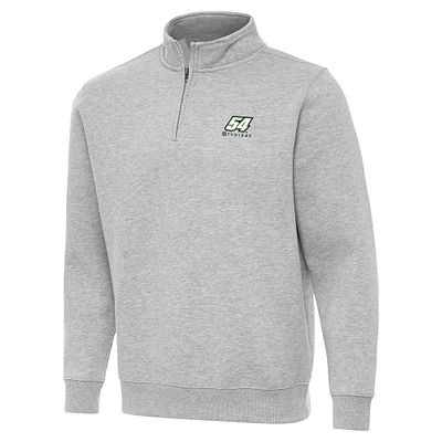 Men's Antigua  Heather Gray Ty Gibbs Victory Quarter-Zip Sweatshirt