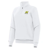 Women's Antigua  White William Byron Victory Quarter-Zip Sweatshirt