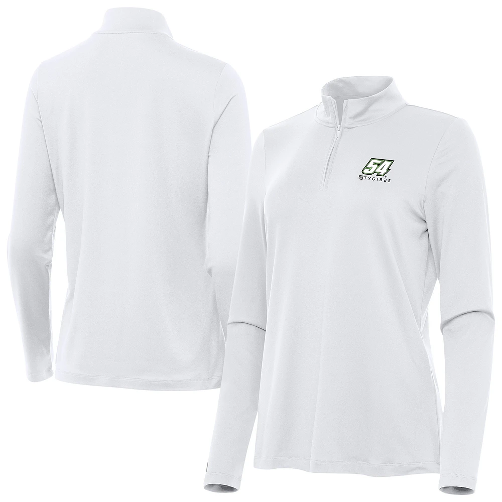 Women's Antigua  White Ty Gibbs Reprocess Quarter-Zip Pullover Top