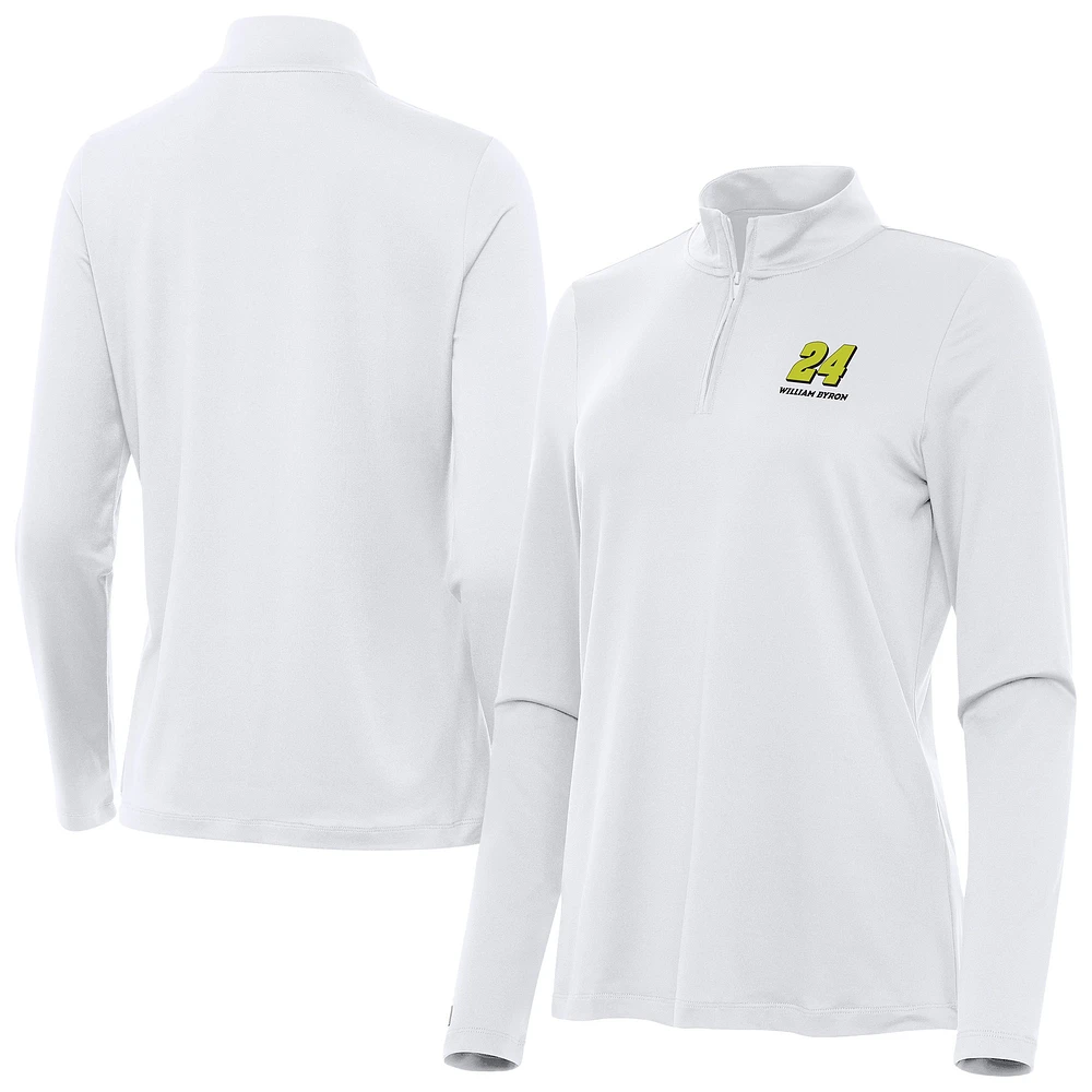 Women's Antigua White William Byron Reprocess Quarter-Zip Pullover Top