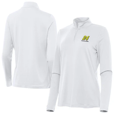 Women's Antigua  White William Byron Reprocess Quarter-Zip Pullover Top