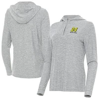 Women's Antigua  Heather Gray William Byron Daybreak Quarter-Zip Pullover Hoodie