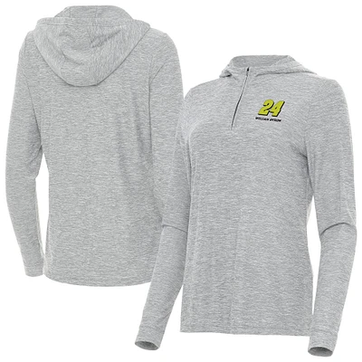 Women's Antigua  Heather Gray William Byron Daybreak Quarter-Zip Pullover Hoodie