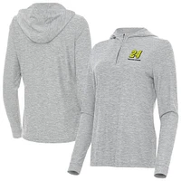 Women's Antigua  Heather Gray William Byron Daybreak Quarter-Zip Pullover Hoodie