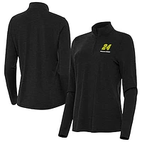Women's Antigua  Heather Black William Byron Bright Quarter-Zip Top