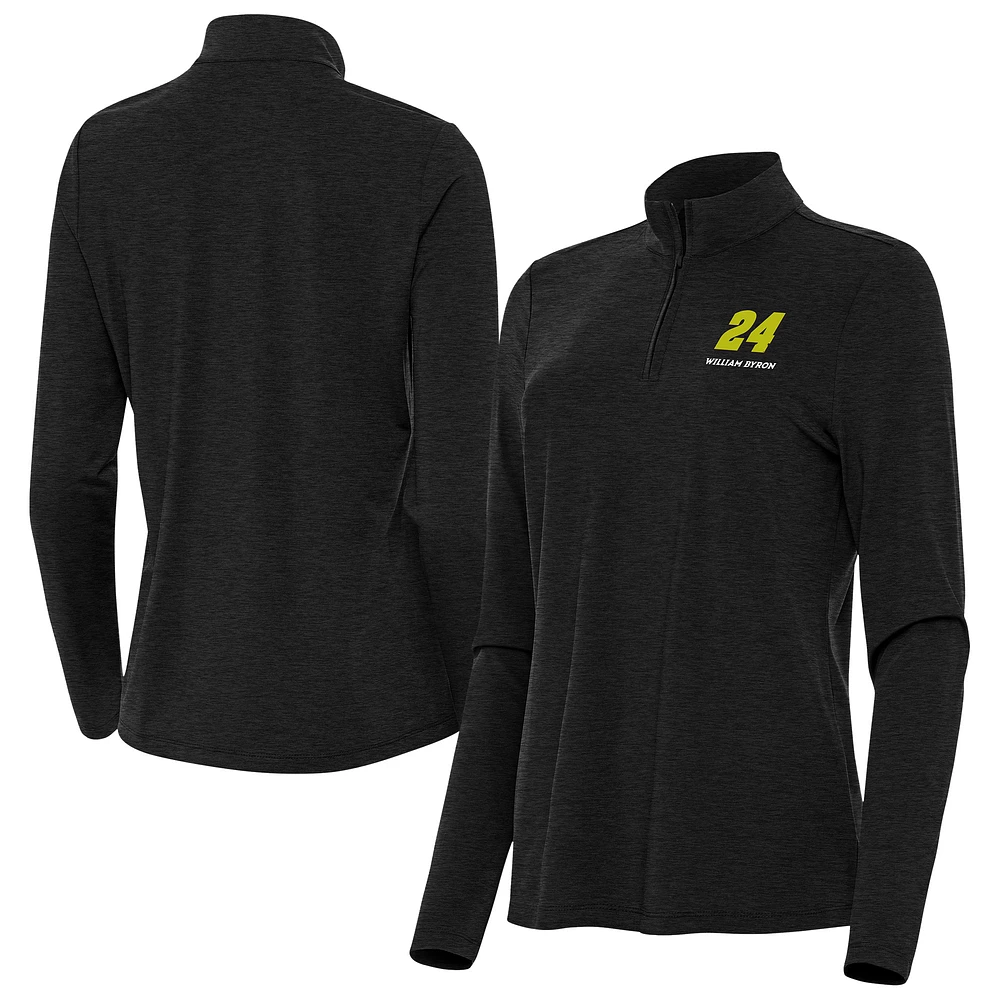 Women's Antigua Heather Black William Byron Bright Quarter-Zip Top