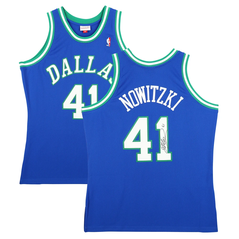 Dirk Nowitzki Dallas Mavericks Autographed Mitchell & Ness Blue/Green 1998 Authentic Jersey