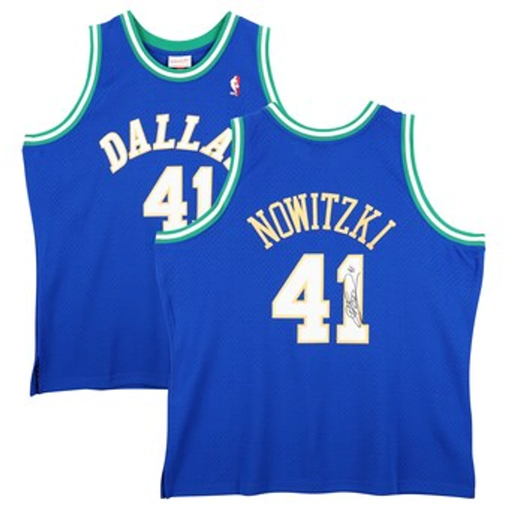 Dirk Nowitzki Dallas Mavericks Autographed Mitchell & Ness Blue - Swingman Jersey