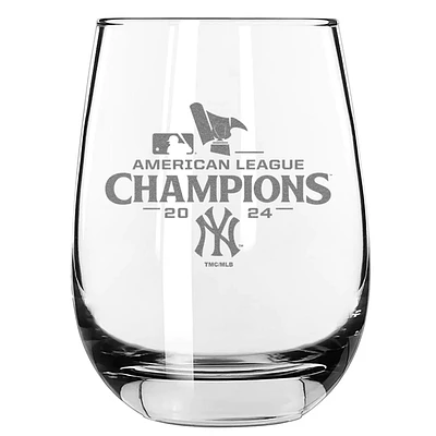 The Memory Company New York Yankees 2024 American League Champions 15oz. Etched Stemless Wine Glass