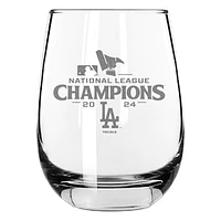 The Memory Company Los Angeles Dodgers 2024 National League Champions 15oz. Etched Stemless Wine Glass