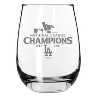 The Memory Company Los Angeles Dodgers 2024 National League Champions 15oz. Etched Stemless Wine Glass