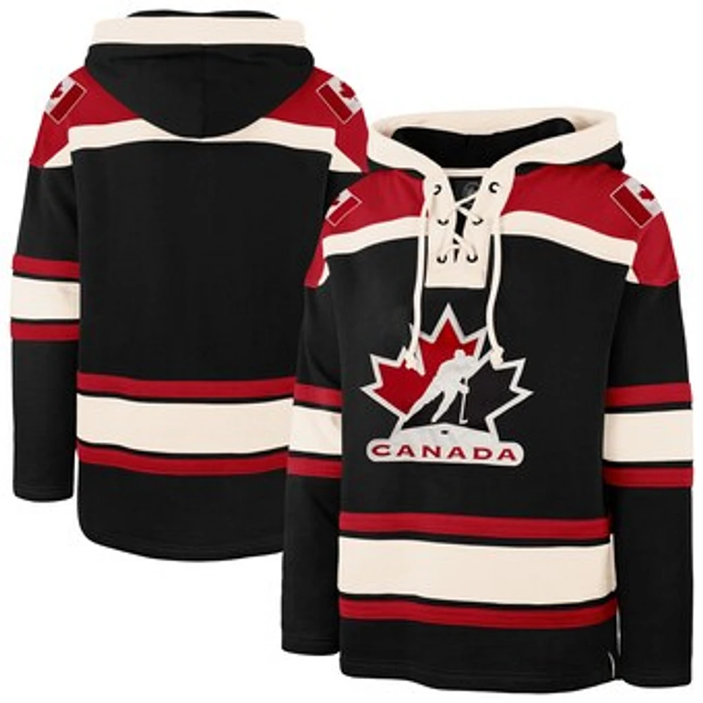 Men's '47 Black Hockey Canada Lacer Fleece Pullover Hoodie