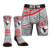 Unisex Rock Em Socks Houston Texans Throwback Splash Underwear and Crew Combo Pack