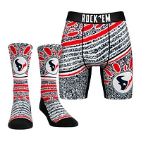 Unisex Rock Em Socks Houston Texans Throwback Splash Underwear and Crew Combo Pack