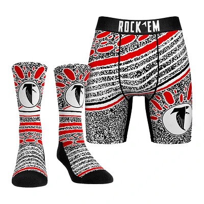 Unisex Rock Em Socks Atlanta Falcons Throwback Splash Underwear and Crew Combo Pack