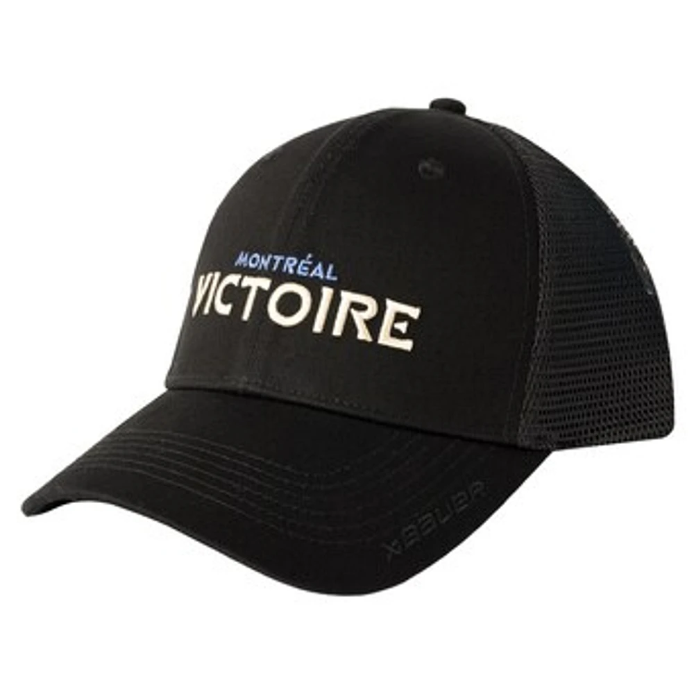 Unisex Black Montreal Victoire Wordmark Trucker Adjustable Hat