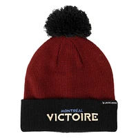 Unisex Red/Black Montreal Victoire Two-Tone Cuffed Knit Hat with Pom